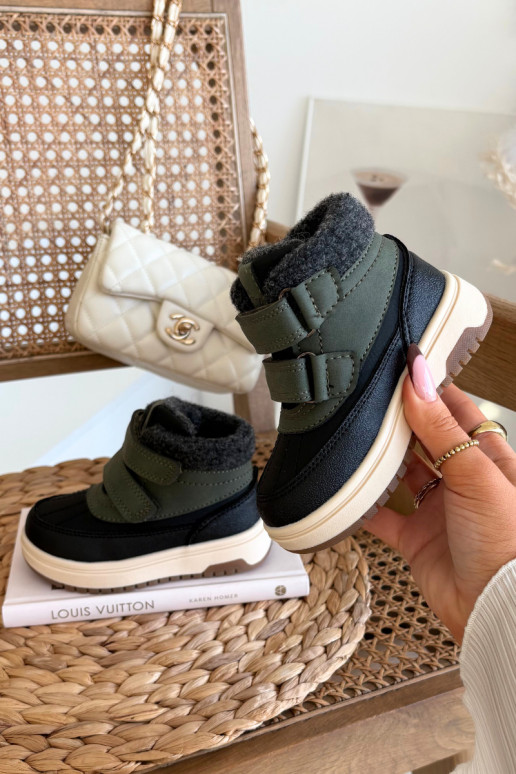 Children's Winter Shoes Snow Boots with Velcro Green-Black Darlene