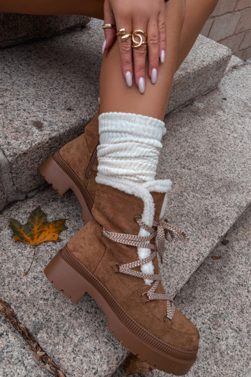 Women's Snow Boots With Fur Camel Irmara 2