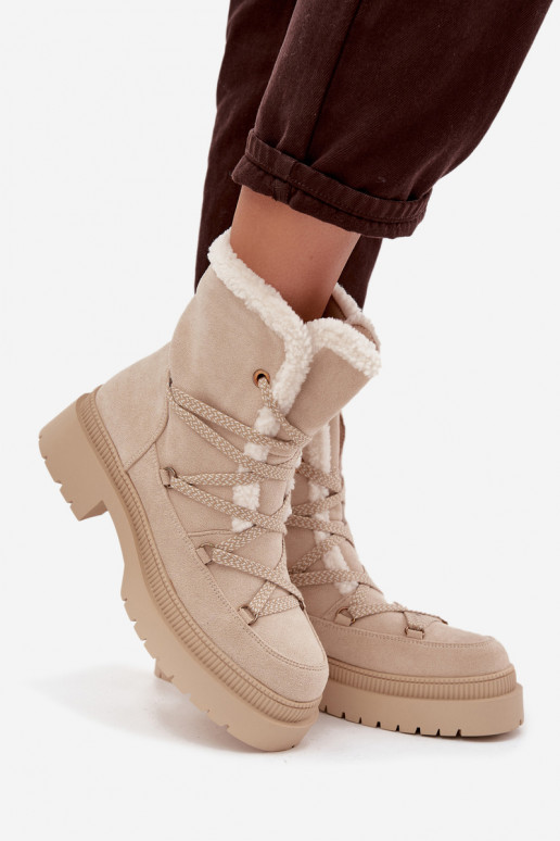 Women's Snow Boots With Fur Beige Irmara
