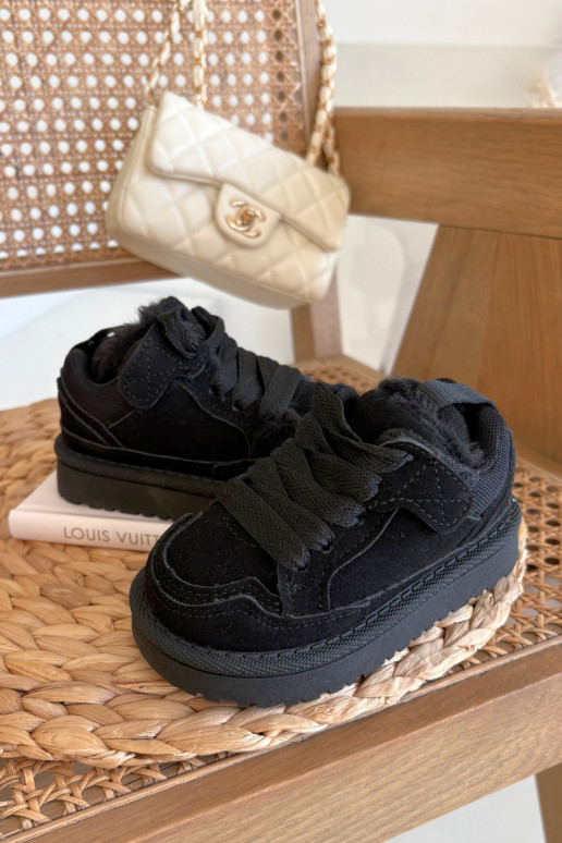 Kids Sneakers Warm Furry Black Mireen