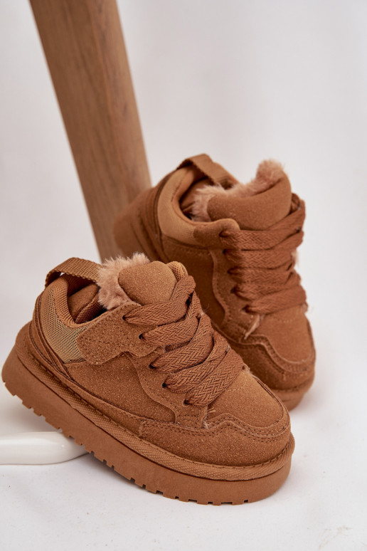 Dziecięce Sneakersy Ocieplane Futerkiem Camel Mireen