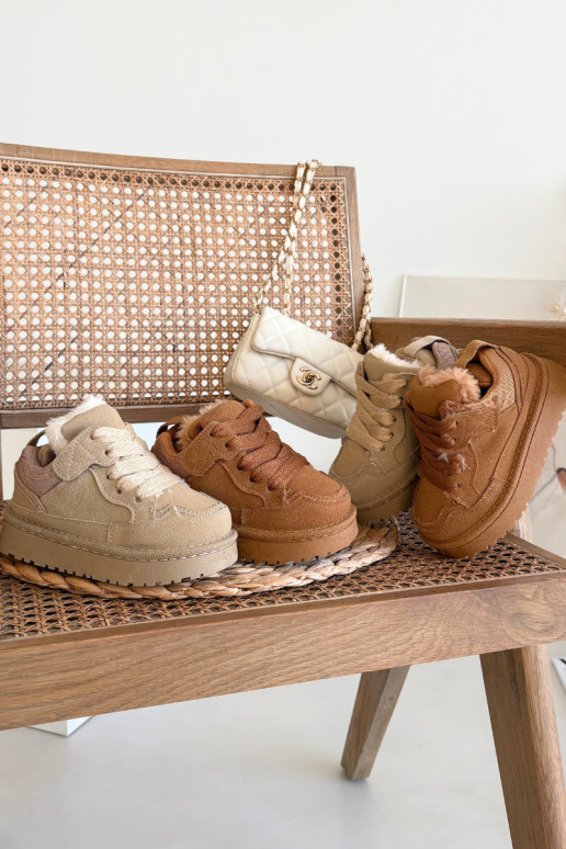 Dziecięce Sneakersy Ocieplane Futerkiem Camel Mireen