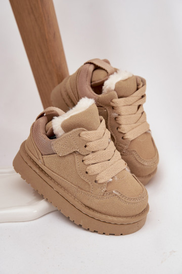 Kids Sneakers Lined With Fur Beige Mireen