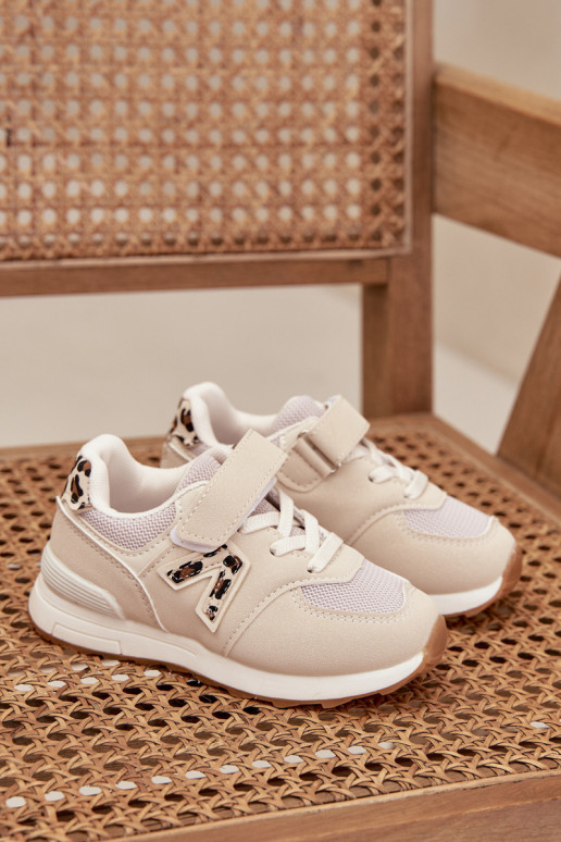 Children's Sports Sneakers with Velcro Beige Galisse