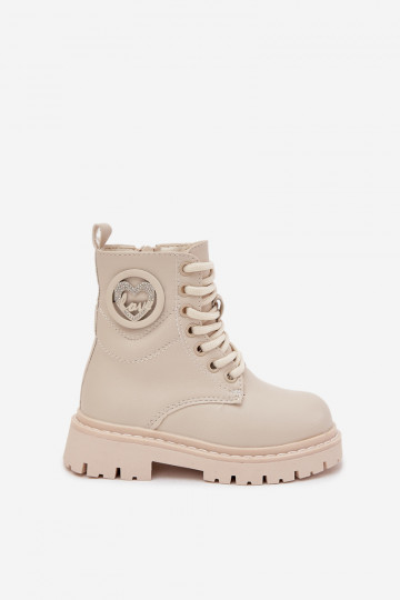 Girls' boots with fur lining with decoration LOVE beige Rosaira 2