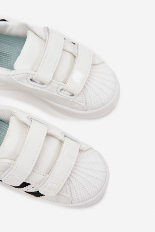 Dziecięce Buty Sportowe SneakersywithEko Skóry Białe Renel