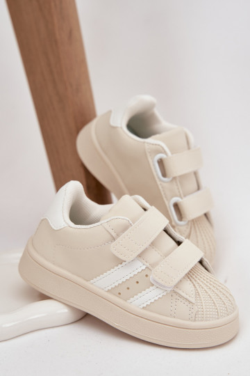 Dziecięce Buty Sportowe SneakersywithEko Skóry Beżowe Renel