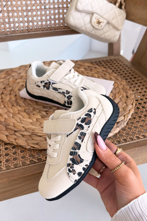 Children's Sports Shoes With Velcro Beige With Panther Print Perrin