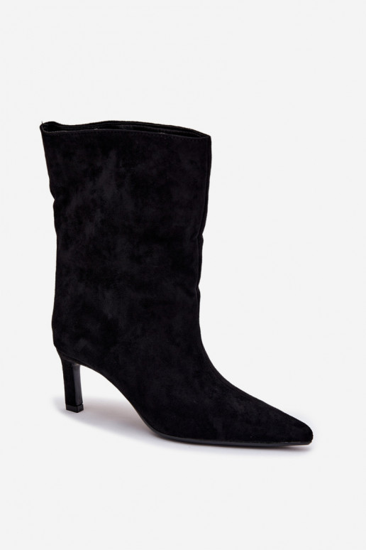 Slip-on Women's Ankle Boots on Heel Black Solvienne