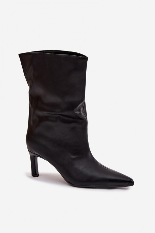 Slip On Women's Ankle Boots On Heel From Eco Leather Black Norell