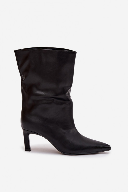 Slip On Women's Ankle Boots On Heel From Eco Leather Black Norell