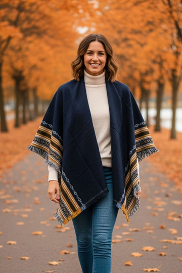 Granatowy szal ze...