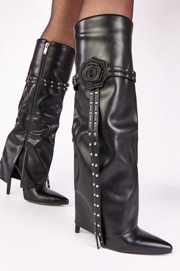 Czarne kozaki na szpilce z... 2