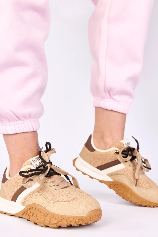 Beżowe sneakersy ocieplane z...