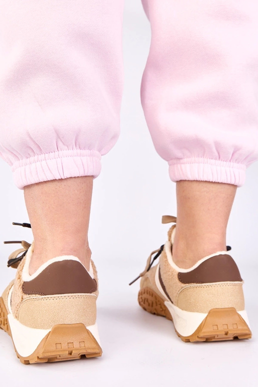 Beżowe sneakersy ocieplane z...