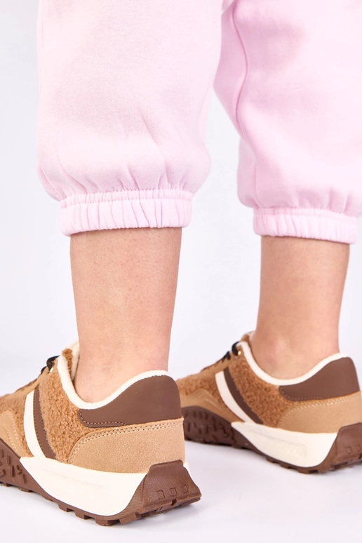 Brązowe sneakersy ocieplane z...