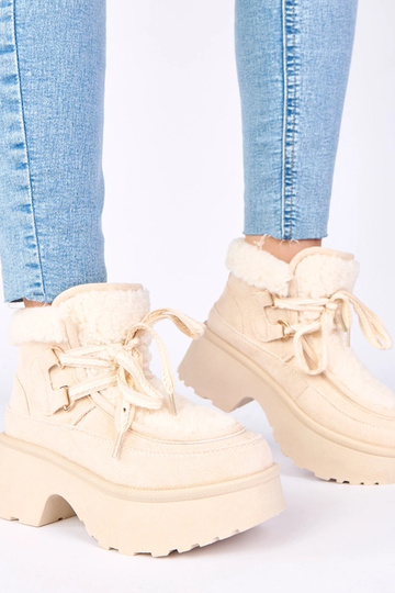 Beżowe śniegowce z... 2