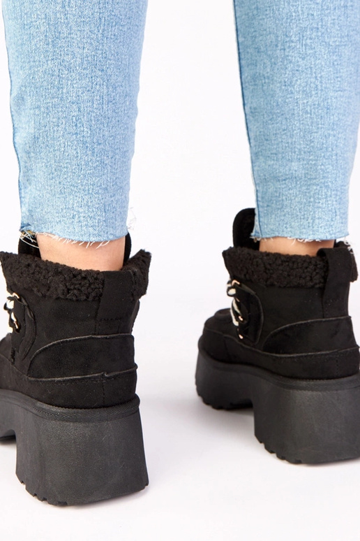 Czarne śniegowce z futerkiem na...