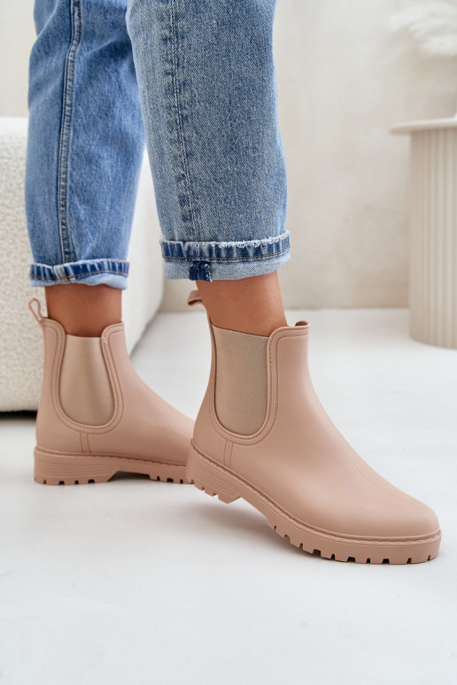 Women's Rubber Boots With Elastic Inserts Beige Ciariel