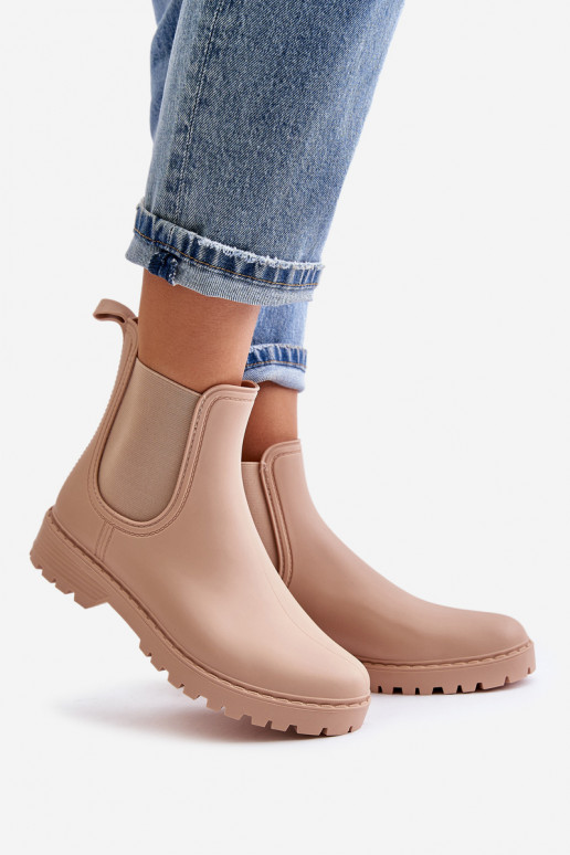 Women's Rubber Boots With Elastic Inserts Beige Ciariel