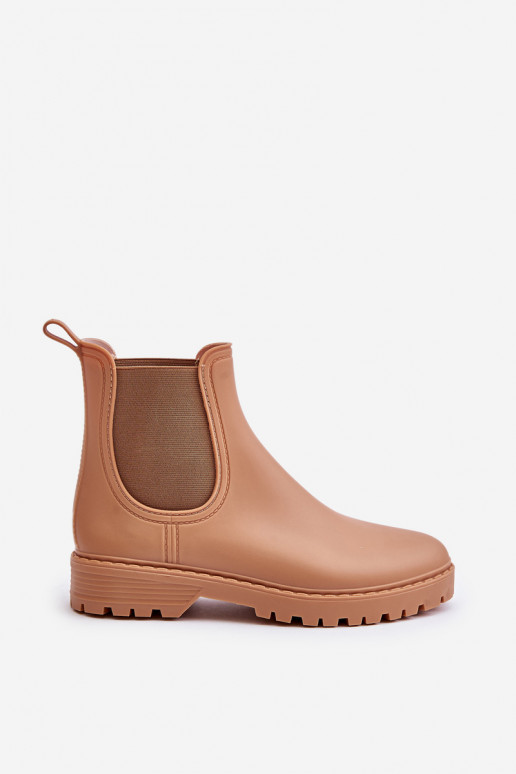 Women's Rain Boots With Elastic Inserts Brown Ciariel