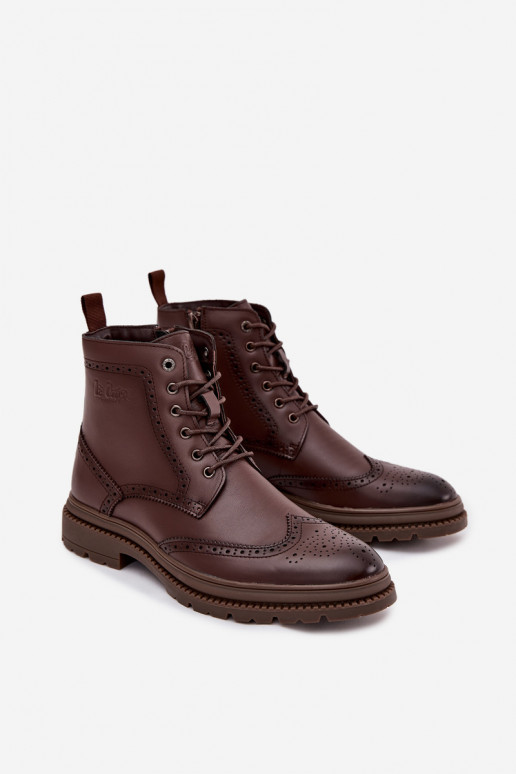 Leather Men's Boots Lee Cooper LCJ 25 33 3960 Brown Botki Męskie