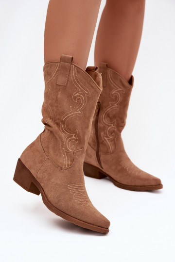 Women's cowboy boots on heel lined beige Lovelle 2