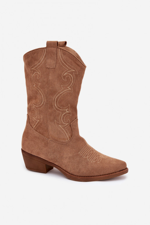 Women's cowboy boots on heel lined beige Lovelle