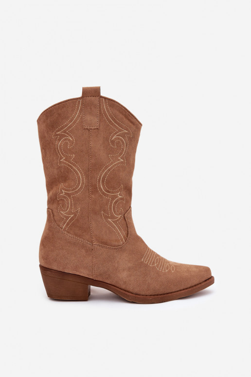 Women's cowboy boots on heel lined beige Lovelle