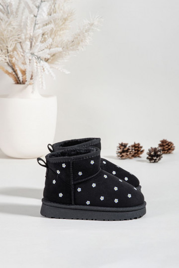 Children's snow boots with flowers black Gracina