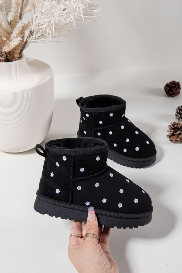 Children's snow boots with flowers black Gracina 2