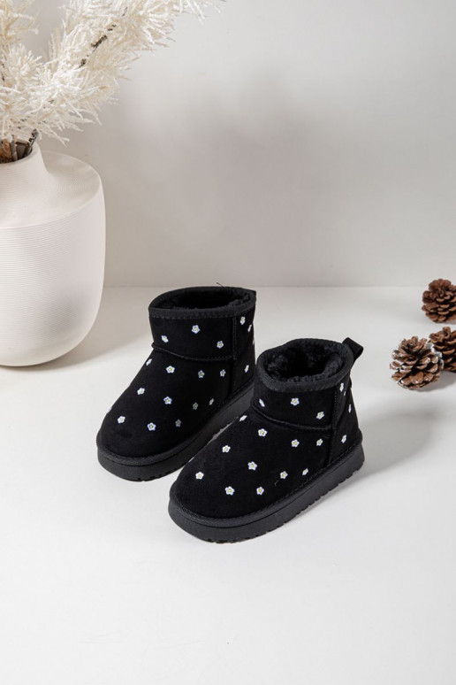 Children's snow boots with flowers black Gracina
