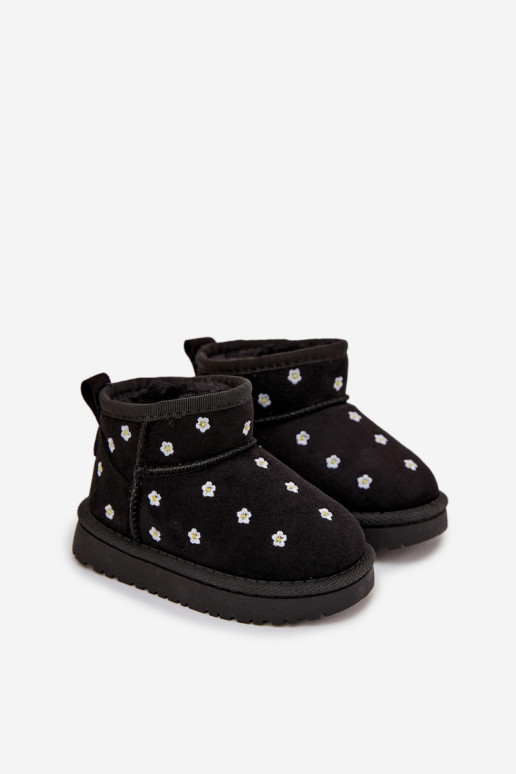 Children's snow boots with flowers black Gracina