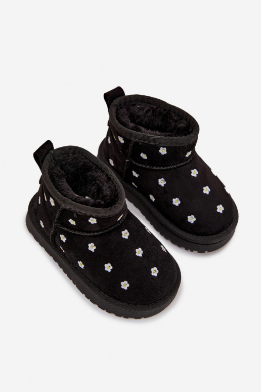 Children's snow boots with flowers black Gracina