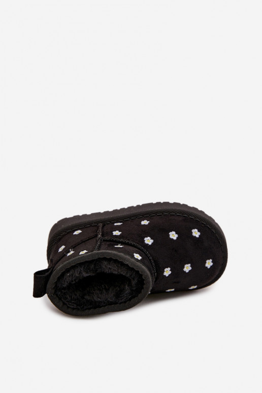 Children's snow boots with flowers black Gracina