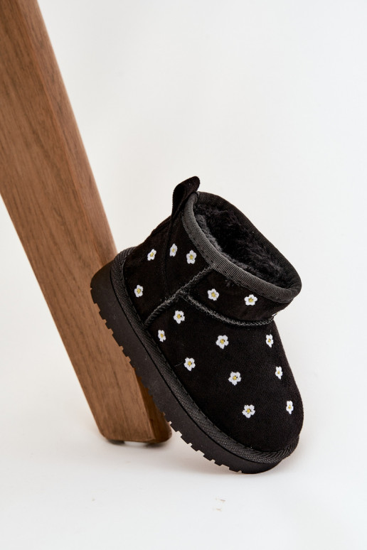 Children's snow boots with flowers black Gracina