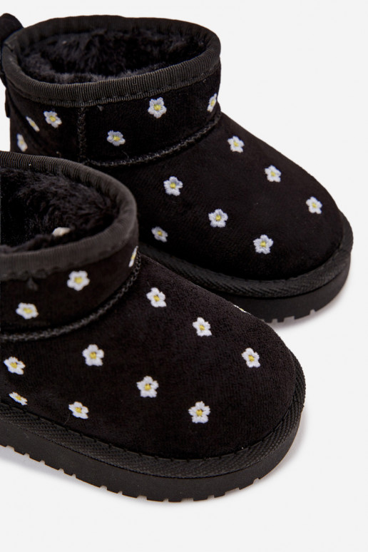 Children's snow boots with flowers black Gracina