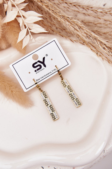 Kolczyki WiszącewithCyrkoniami Stal Pozłacana