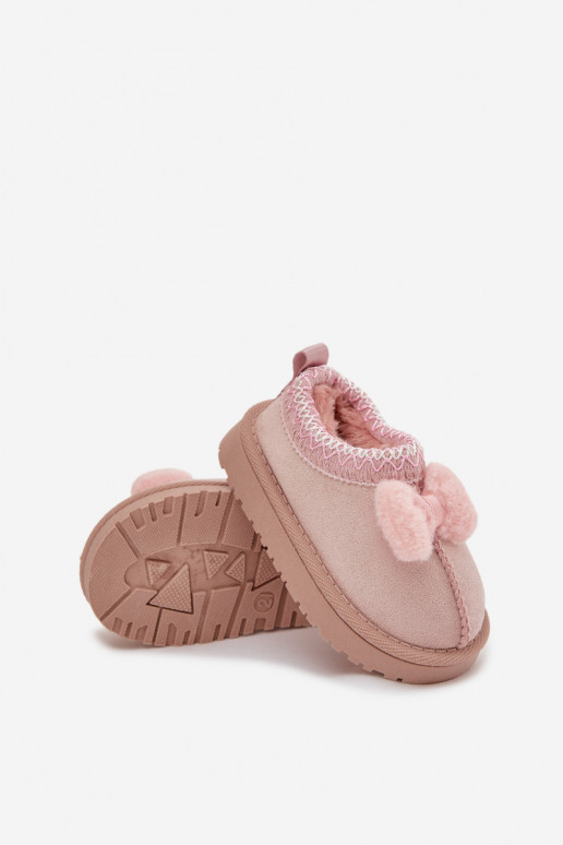 Children's Snow Boots With Embroidery And Bow Pink Daven