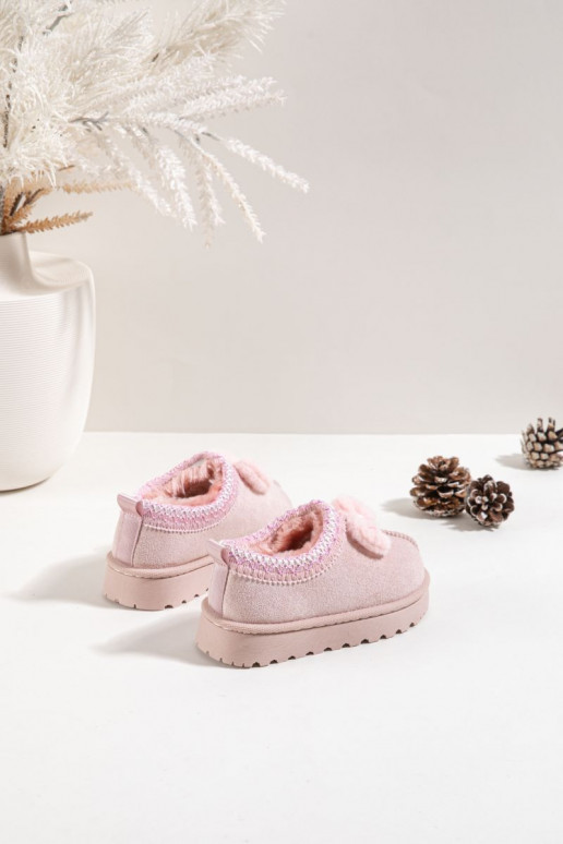 Children's Snow Boots With Embroidery And Bow Pink Daven