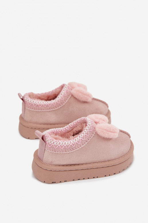 Children's Snow Boots With Embroidery And Bow Pink Daven