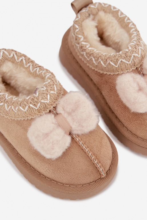 Śniegowce DziecięcewithHaftem I Kokardką Beżowe Daven