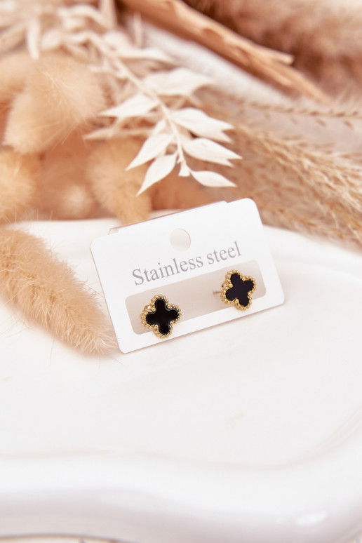 Earrings made of stainless steel black-golden