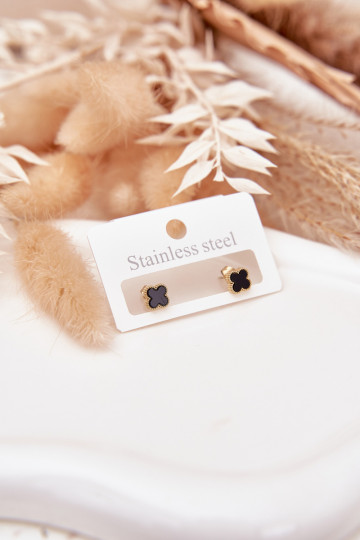 Small Earrings Made of Stainless Steel Black-Gold 2