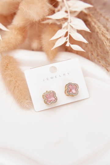 Earrings with cubic zirconia rose gold 2