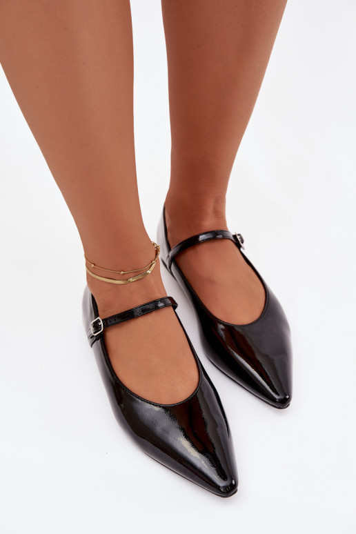 Lakierowane BalerinywithPaskiem Czarne Jarelle