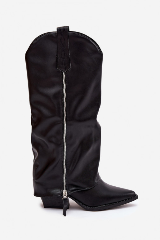 Kozaki Kowbojki Na SłupkuwithEko Skóry Czarne Palira