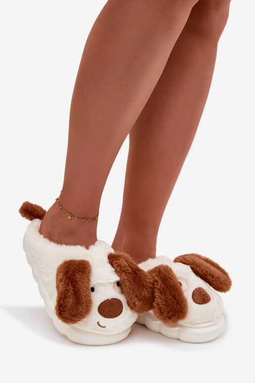 Furry Ladies Slippers Dogs Brown Faylen