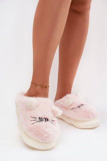 Furry Ladies Slippers Smile Pink Lexira 2
