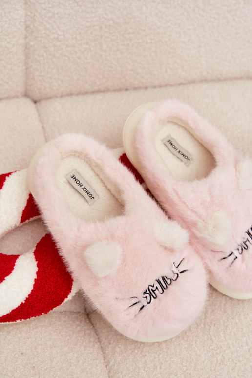 Furry Ladies Slippers Smile Pink Lexira